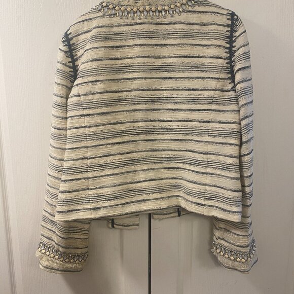 Tory Burch Womens 14 White and Gray Jacket - Picture 4 of 6